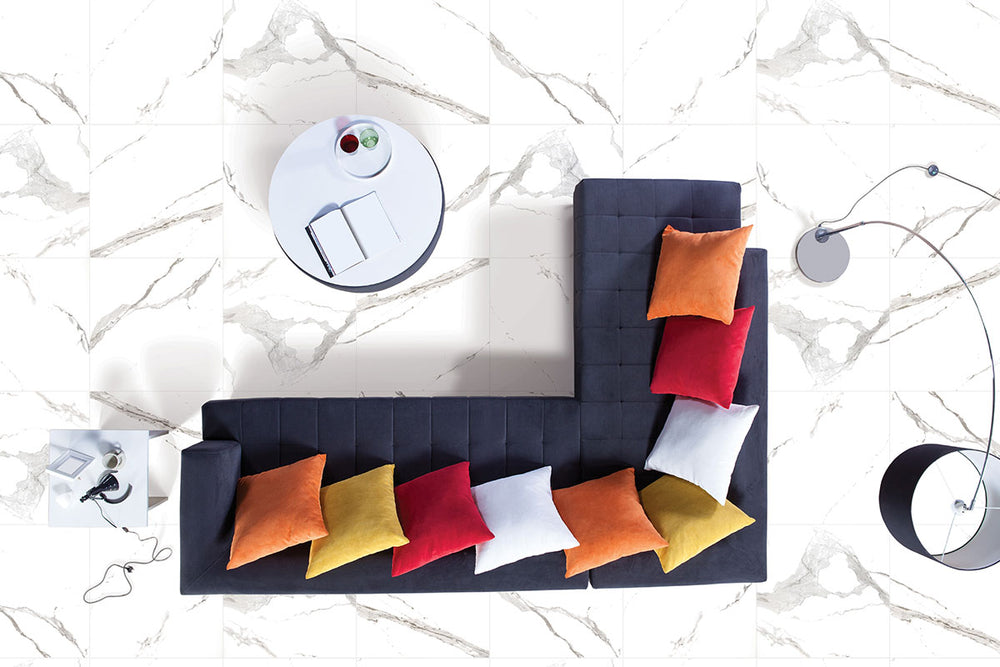 Emphasizing the beauty of EDEN STATUARY 24X24 POLISHED PORCELAIN TILE with a POLISHED finish, blending effortlessly with the surrounding modern elements.