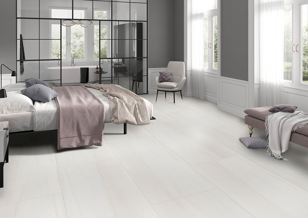 Bringing focus to the sophisticated look of EDEN DOLOMITE 24X48 MATTE PORCELAIN TILE with a MATTE finish, blending effortlessly with the surrounding modern elements.