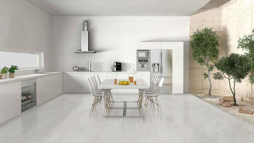 Showcasing the versatile design of EDEN DOLOMITE 24X48 POLISHED PORCELAIN TILE with a POLISHED finish, complementing the contemporary décor with modern flair.