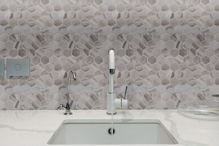 Eden 2X2 Hexagon Porcelain Mosaic 12X12 Bardiglio Matte