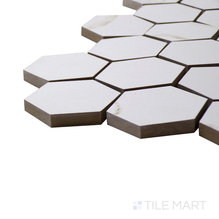 Eden 2X2 Hexagon Porcelain Mosaic 12X12 Calacatta Matte