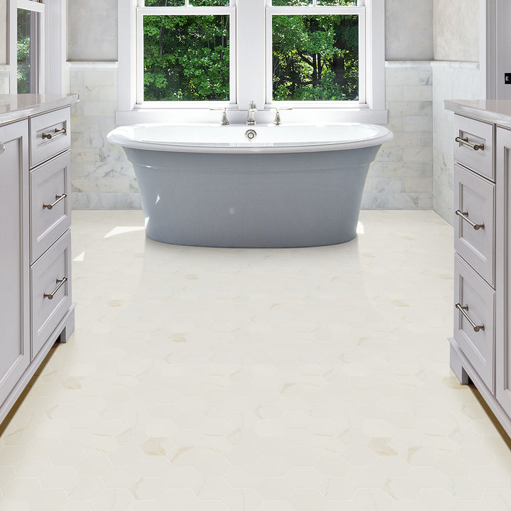 Eden 3X3 Hexagon Porcelain Mosaic 12X12 Calacatta Matte