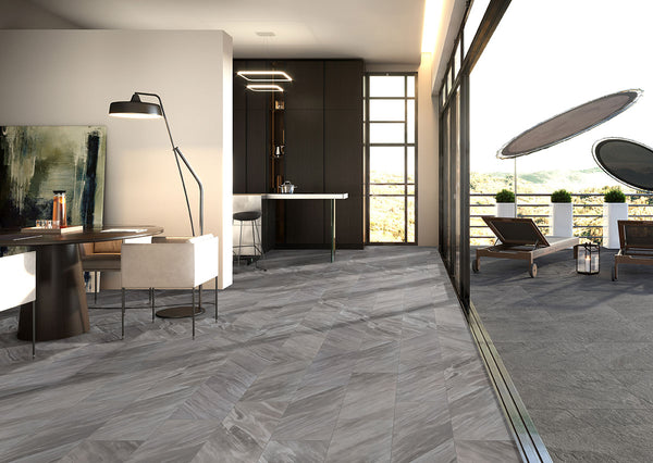 Highlighting the elegance of EDEN BARDIGLIO 4X24 POLISHED PORCELAIN TRIM with a POLISHED finish, creating a relaxed atmosphere with its serene presence.