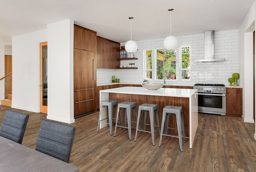 Living space with Glenridge Aged Hickory 6X48 Low Gloss Luxury Vinyl Plank flooring.