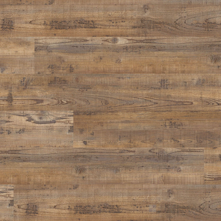 Overview of Glenridge Aged Hickory 6x48 low gloss luxury vinyl plank – classic wood tones with a timeworn, rustic finish.