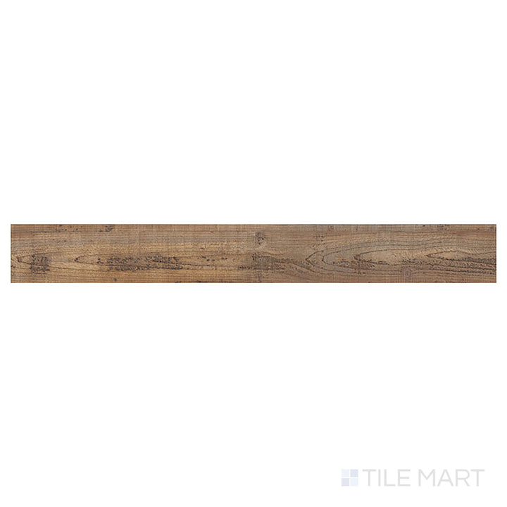 Top-down view of Glenridge Aged Hickory 6x48 low gloss luxury vinyl plank reveals classic, weathered wood tones with rustic detailing.