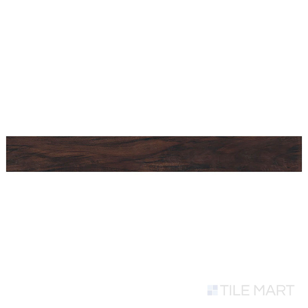 The top-down image of Glenridge Burnished Acacia 6x48 low gloss vinyl plank highlights its deep reddish-brown tones and rich grain.