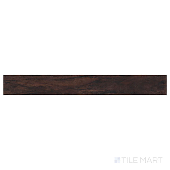 The top-down image of Glenridge Burnished Acacia 6x48 low gloss vinyl plank highlights its deep reddish-brown tones and rich grain.