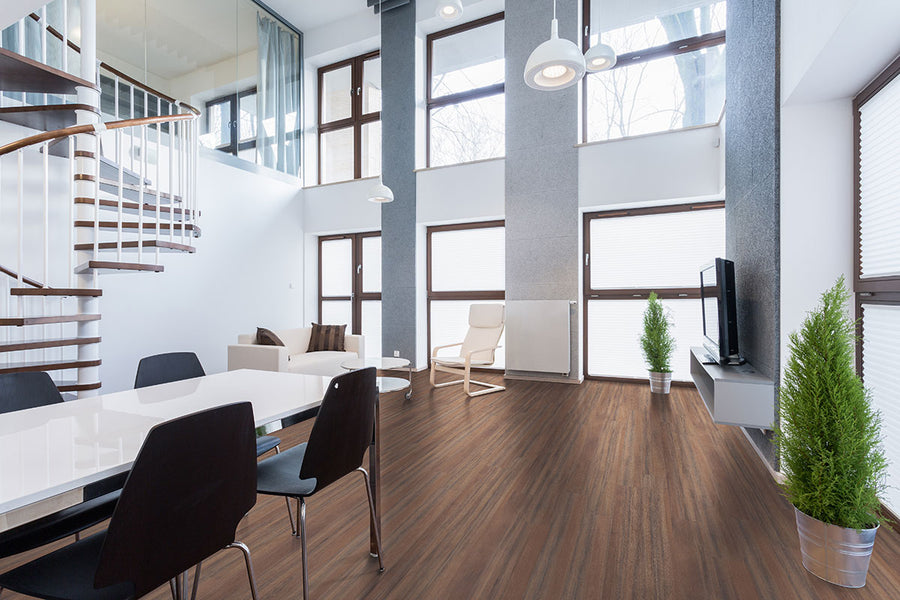 Classic decor enhanced by Glenridge Jatoba 6X48 flooring, bringing depth and natural beauty.