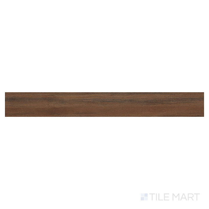 A bird’s-eye view of Glenridge Jatoba 6x48 low gloss luxury vinyl plank shows rich, exotic brown hues and flowing wood patterns.