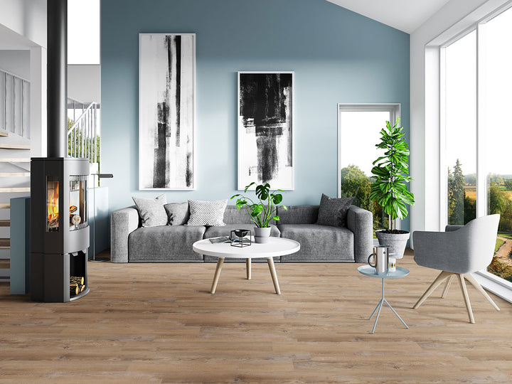 Soft-toned interior using Glenridge Lime Washed Oak 6X48 flooring for a light, serene ambiance.