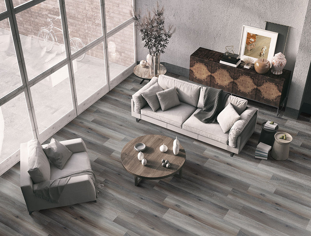 Room interior showcasing Glenridge Midnight Maple 6X48 Low Gloss Luxury Vinyl Plank flooring.