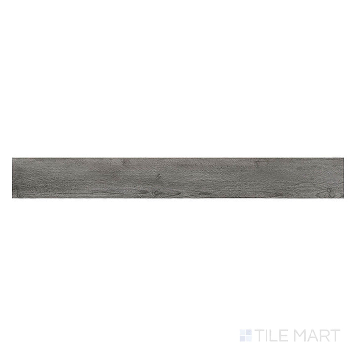 Glenridge Woodrift Gray 6x48 low gloss vinyl plank, presented from a top-down angle, features sleek gray coloring and understated woodgrain.
