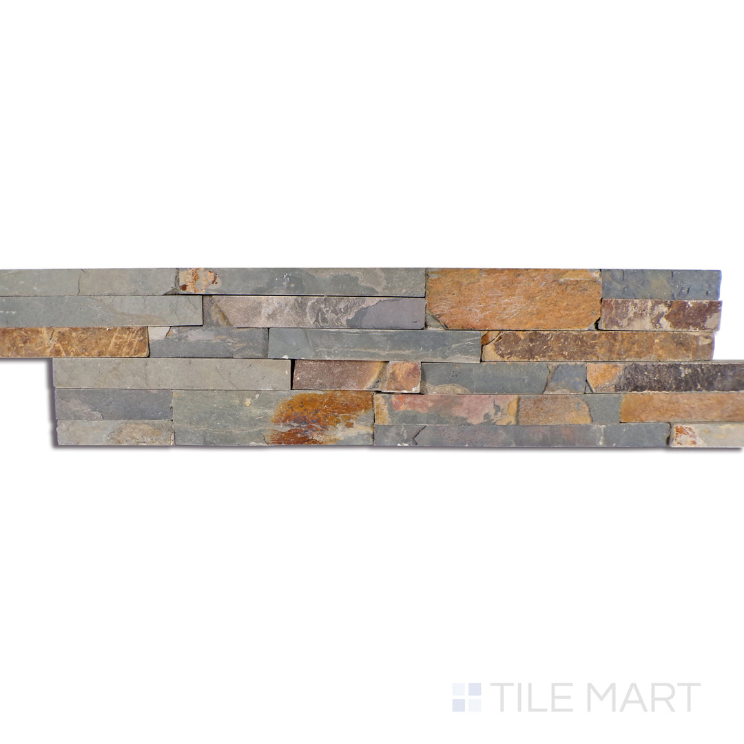 Angled shot of GOLD RUSH MINI PANEL SLATE PANEL with a SPLITFACE finish, displaying the fine craftsmanship and layered design from a different angle.