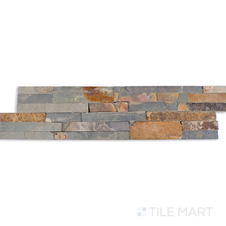 Rockmount Slate Stacked Stone Panel 6X24 Gold Rush Splitface