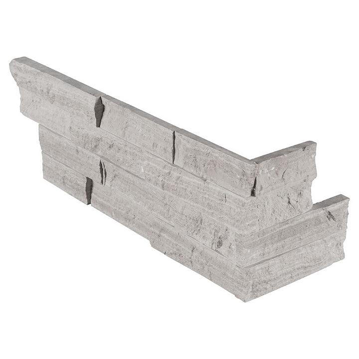 Top-down view of GRAY OAK SPLITFACE LEDGER CORNER in MARBLE PANEL with a SPLITFACE finish, emphasizing its surface details and intricate design.