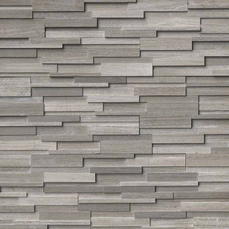 Top-down view of GRAY OAK 3D HONED 6x24 PANEL  in MARBLE PANEL with a HONED finish, featuring the intricate surface characteristics and refined finish.