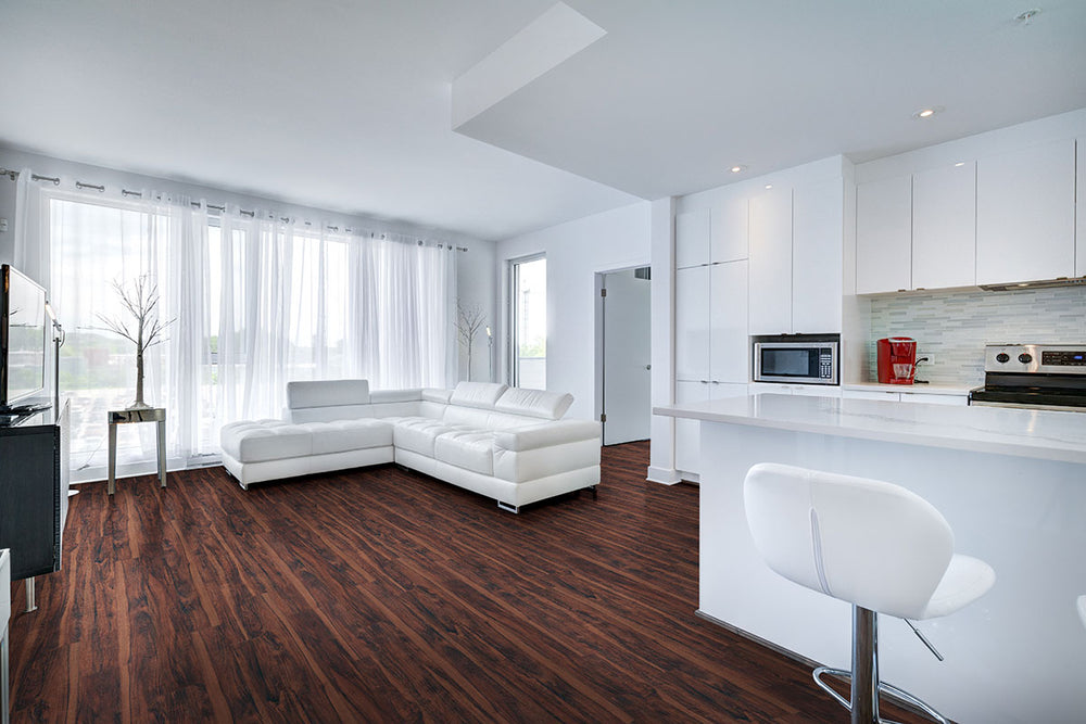 Interior setting featuring Katavia Burnished Acacia 6X48 Low Gloss Luxury Vinyl Plank flooring.