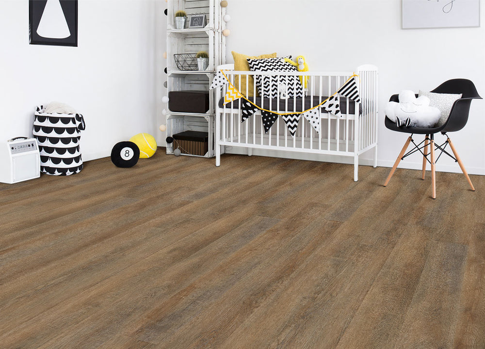 Stylish interior incorporating Katavia Reclaimed Oak 6X48 Low Gloss Luxury Vinyl Plank flooring.