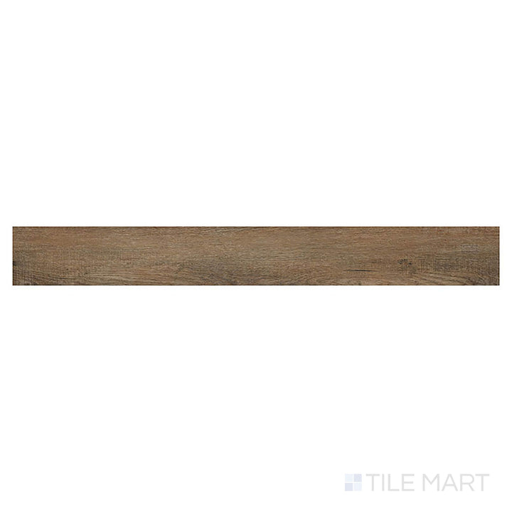 From a direct overhead angle, Katavia Reclaimed Oak 6x48 low gloss vinyl plank shows a distressed oak appearance with rustic charm.