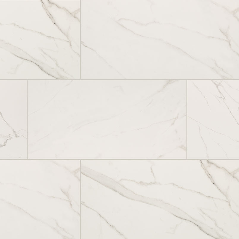 Top-down view of KAYA CALCATTA VENATO 12X24 POLISHED in PORCELAIN TILE with a POLISHED finish, displaying the unique finish and depth of texture.