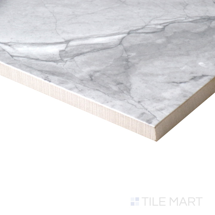 Corner shot of KAYA ONDA GRAY 12X24 MATTE PORCELAIN TILE with a MATTE finish, displaying the product's strong structure and nuanced texture from the corner.