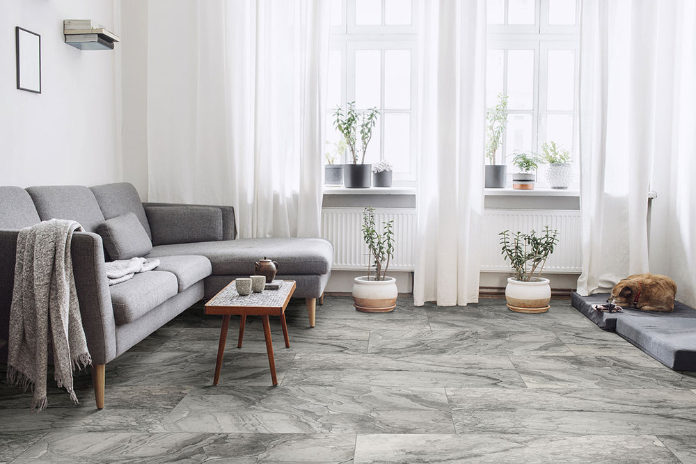 Showcasing the versatile design of KAYA ONDA GRAY 12X24 MATTE PORCELAIN TILE with a MATTE finish, creating a relaxed atmosphere with its serene presence.