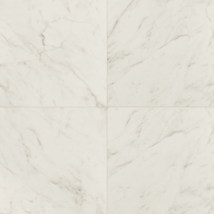 Top-down view of KAYA CARRARA BIANCO 24X24 POLISHED in PORCELAIN TILE with a POLISHED finish, revealing the subtle texture and material patterns.