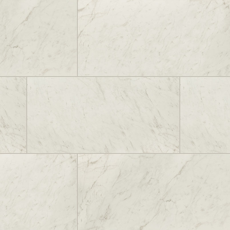 Top-down view of KAYA CARRARA BIANCO 24X48 POLISHED in PORCELAIN TILE with a POLISHED finish, featuring the intricate surface characteristics and refined finish.