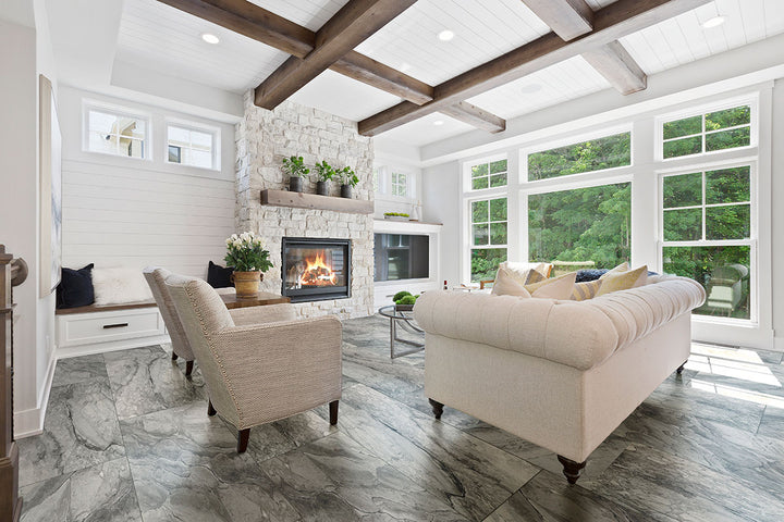 Bringing focus to the sophisticated look of KAYA ONDA GRAY 24X48 MATTE PORCELAIN TILE with a MATTE finish, blending effortlessly with the surrounding modern elements.