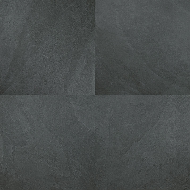 Top-down view of LEGIONS MIDNIGHT MONTAGE 24X24 in PORCELAIN TILE with a MATTE finish, featuring the intricate surface characteristics and refined finish.