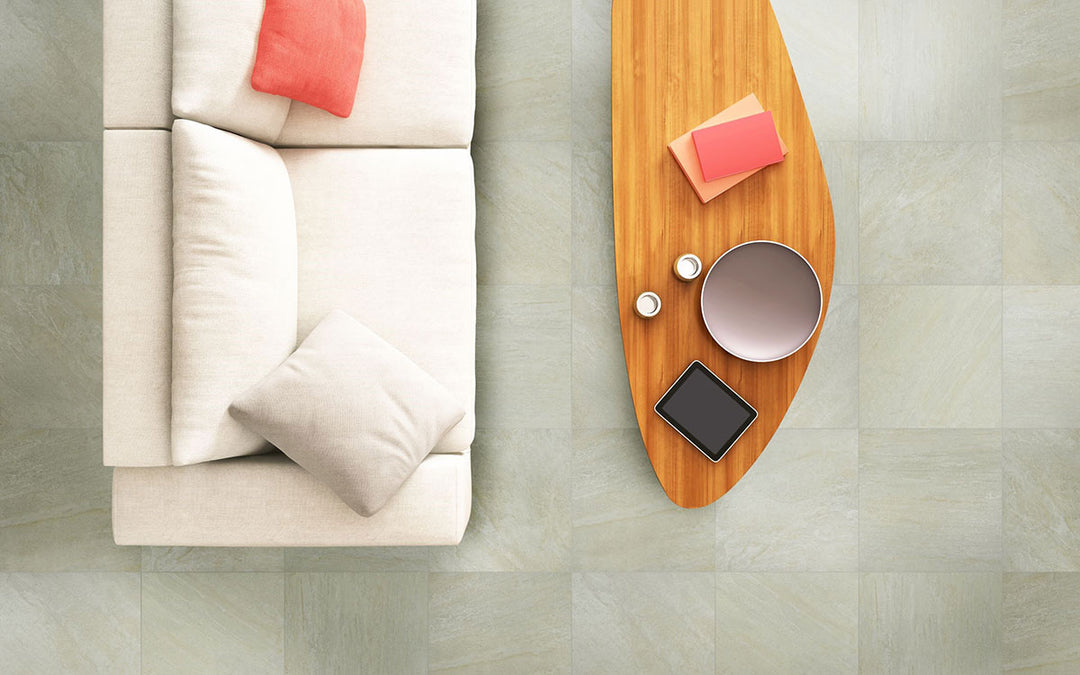 Emphasizing the beauty of LEGIONS QUARTZ WHITE 24X24 PORCELAIN TILE with a MATTE finish, providing a durable yet stylish look to the interior.