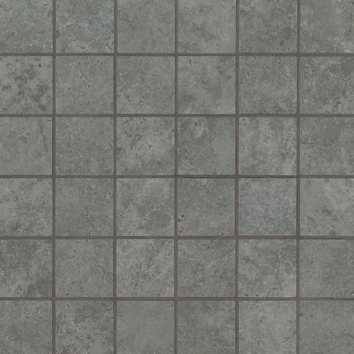 Top-down view of LEGIONS LUNAR SILVER 2X2 MATTE MOSAIC in PORCELAIN MOSAIC with a MATTE finish, emphasizing its surface details and intricate design.