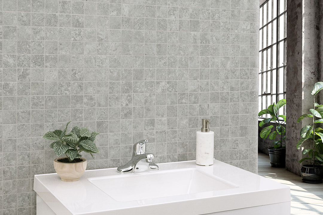 Legion 2X2 Porcelain Mosaic 12X12 Lunar Silver Matte