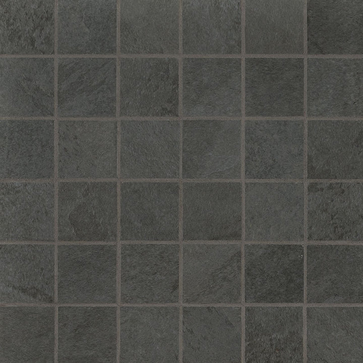 Top-down view of LEGIONS MIDNIGHT MONTAGE 2X2MATTE MOSAIC in PORCELAIN MOSAIC with a MATTE finish, presenting the smooth texture and material richness.