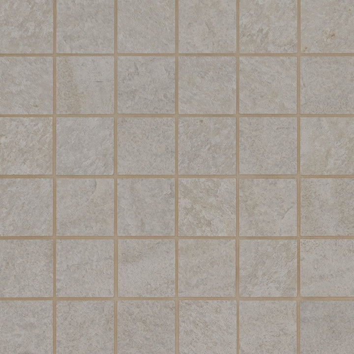 Top-down view of LEGIONS QUARTZ WHITE 2X2 MATTE MOSAIC in PORCELAIN MOSAIC with a MATTE finish, presenting the smooth texture and material richness.