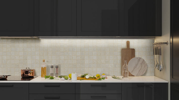 Showcasing the versatile design of LEGIONS QUARTZ WHITE 2X2 MATTE MOSAIC PORCELAIN MOSAIC with a MATTE finish, creating a relaxed atmosphere with its serene presence.