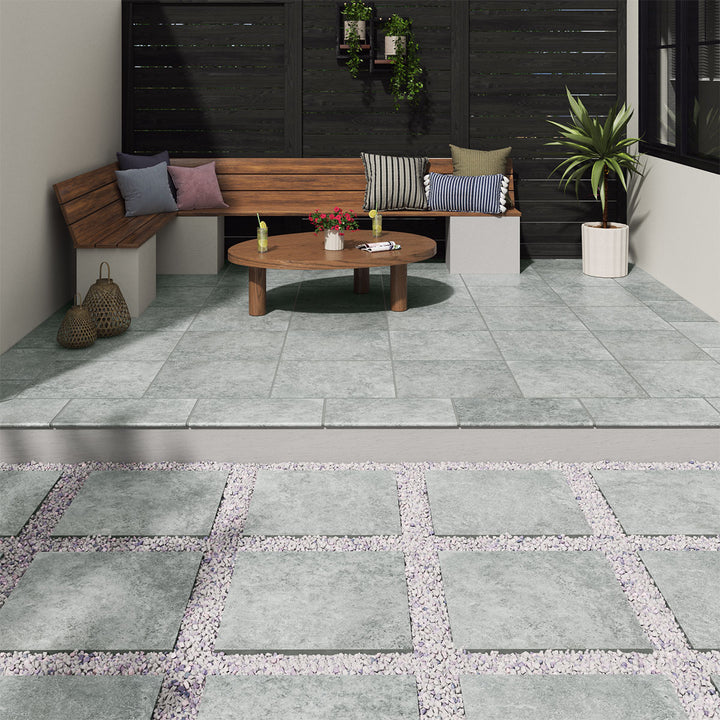 Soft gray hues introduce a neutral yet stylish foundation, working in harmony with Legion Gray-Light 24X24 Paver Matte Porcelain.