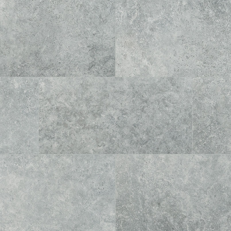 Top-down view of LEGIONS SILVER TRAV 24X48 PAVER in PORCELAIN PAVER with a MATTE finish, displaying the unique finish and depth of texture.