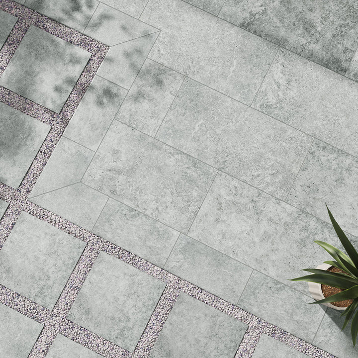Legion Gray-Light 24x48 paver porcelain tiles offer a subtle and expansive gray design with a smooth matte finish.