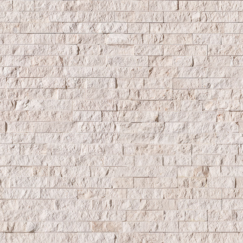 Rockmount Limestone Stacked Stone Panel 6X24 White Splitface