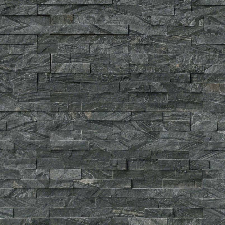 Rockmount Marble Stacked Stone Panel 6X24 Black Splitface