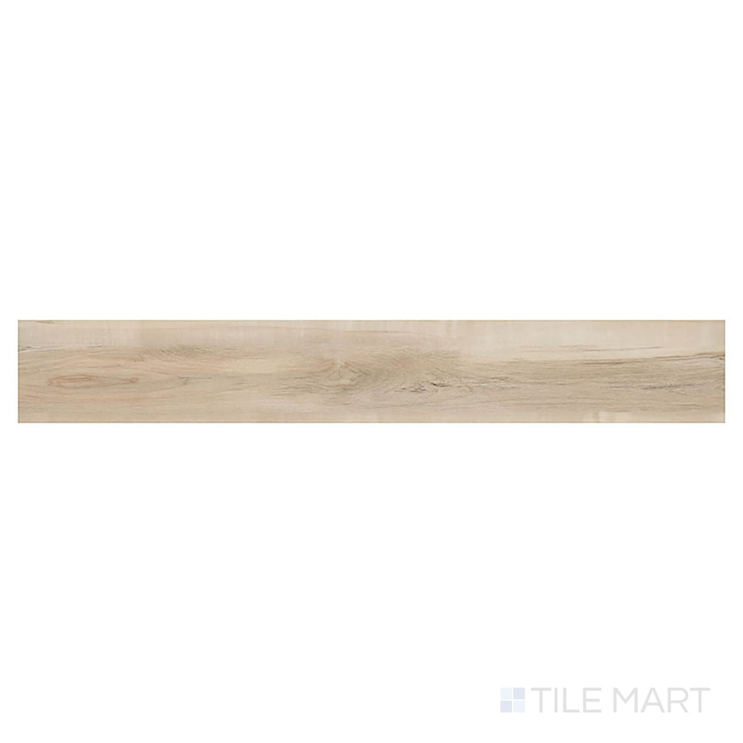 From an overhead angle, Prescott Akadia 7x48 low gloss luxury vinyl plank features light, neutral wood tones and soft graining.