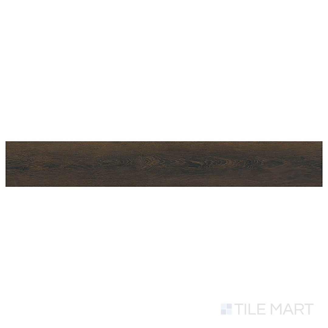 Top-down view of Prescott Barrel 7x48 low gloss vinyl plank reveals rich brown hues with a rustic wood finish.