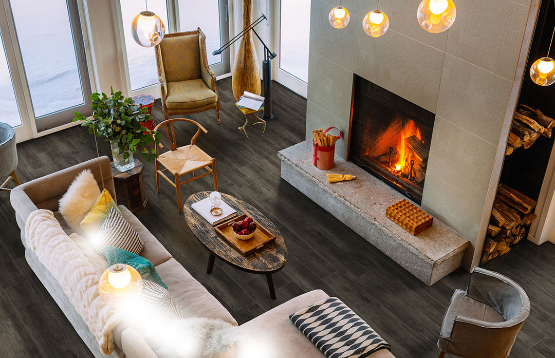 Modern interior with Prescott Billingham 7X48 Low Gloss Luxury Vinyl Plank flooring.