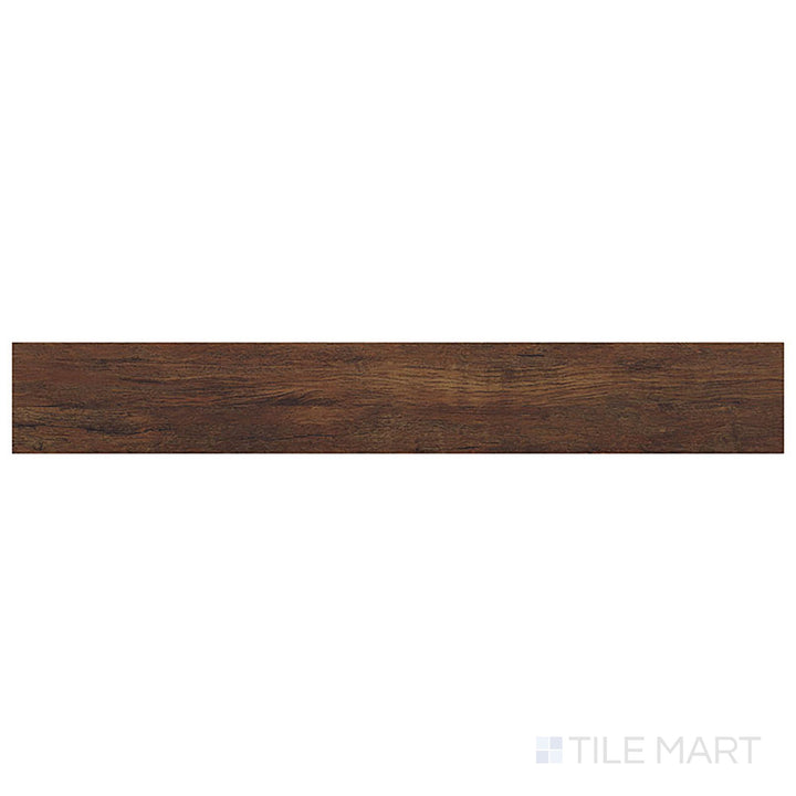 Overhead image of Prescott Braly 7x48 low gloss vinyl plank showcases warm brown hues and smooth wood detail.