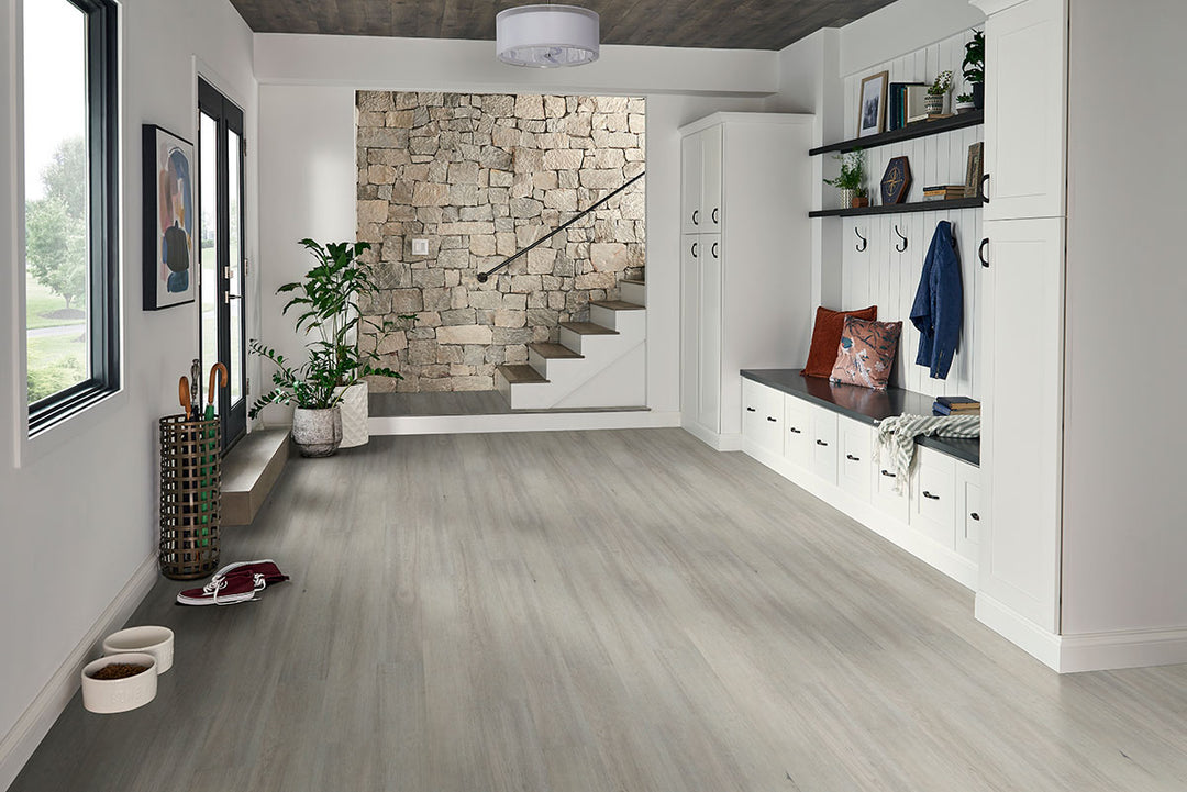 Sleek interior with Prescott Brianka 7X48 flooring, offering subtle grains and soft neutral tones.