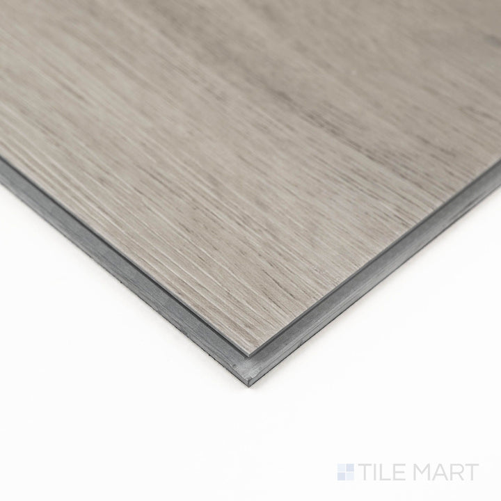 Corner shot of Prescott Brianka 7X48 Low Gloss Luxury Vinyl Plank highlighting the edge transition and soft grain detailing.