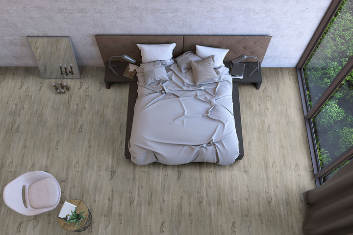 Contemporary layout paired with Prescott Dunite Oak 7X48 flooring, perfect for transitional styles.