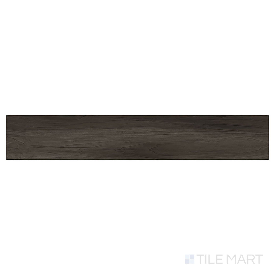 Overhead shot of Prescott Jenta 7x48 low gloss luxury vinyl plank highlights its balanced brown tones and soft wood texture.
